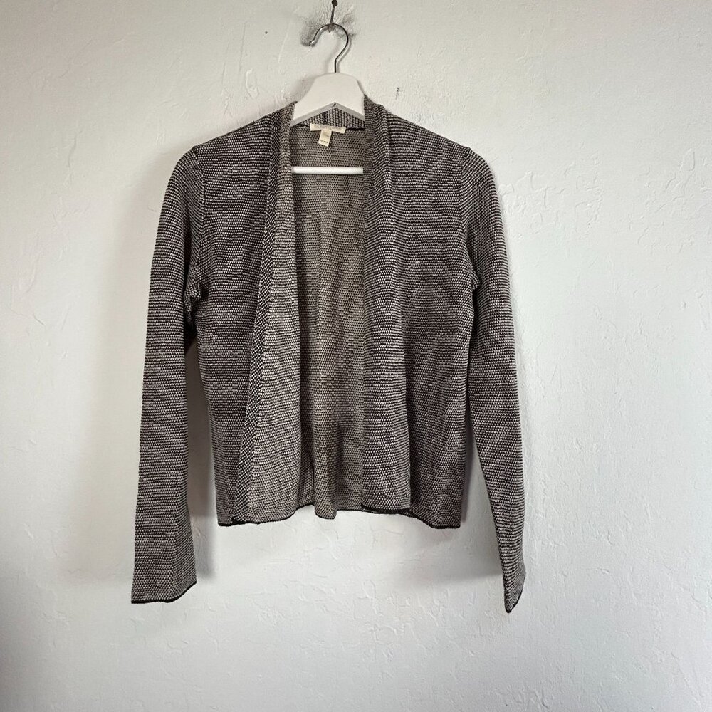 Eileen Fisher Womens Petite Organic Linen Knit Cardigan Sweater Open Front PP